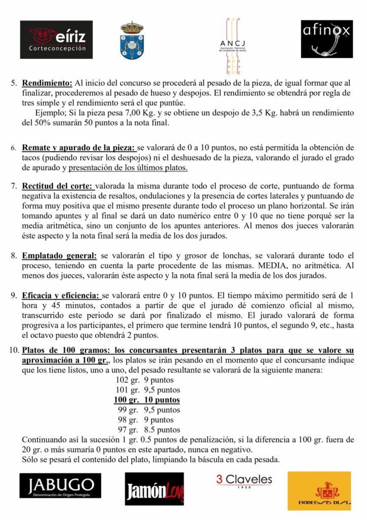 BASES DEL XI CONCURSO NACIONAL DE CORTADORES/AS DE JAMÓN 2024