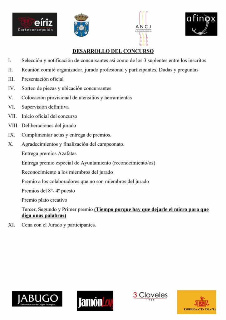 BASES DEL XI CONCURSO NACIONAL DE CORTADORES/AS DE JAMÓN 2024